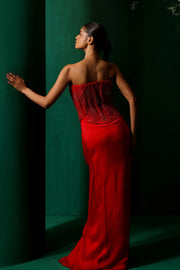 Cardinal Red Chiffon & Silk Luxury Pret